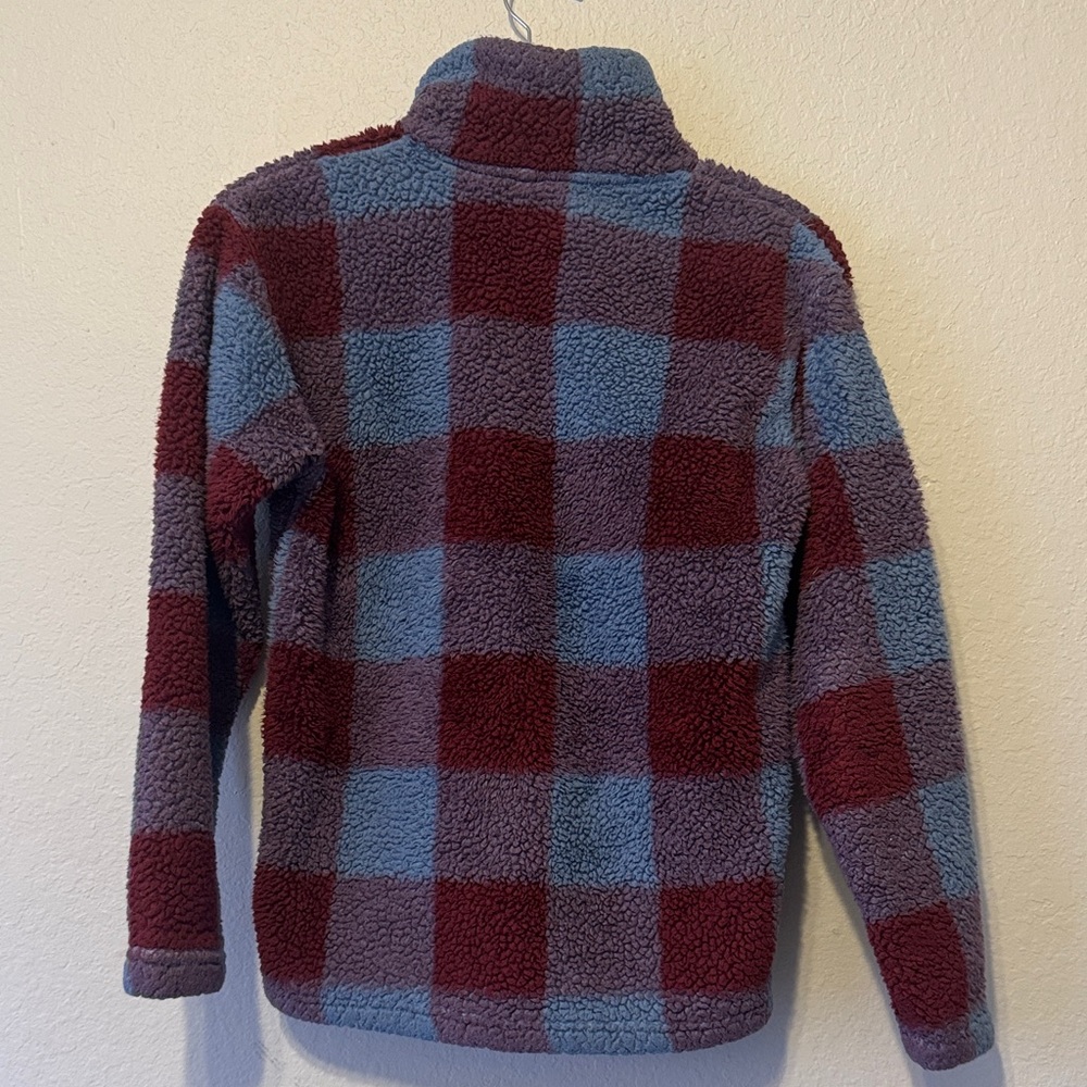 Eddie Bauer Burgundy and Blue Sherpa Teddy Jacket - Picture 7 of 9